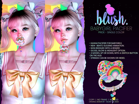 Second Life Marketplace - BLUSH - Pacifier BBG Kawaii - Pride
